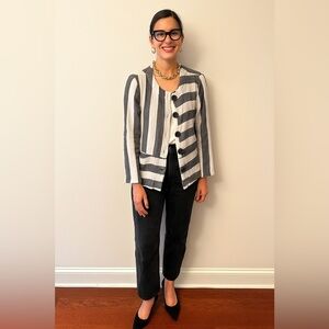 HABITAT | Monochrome Striped Botton Up Top